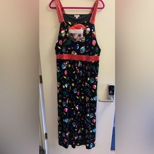 Crazy Christmas cat jumpsuit velour size XL